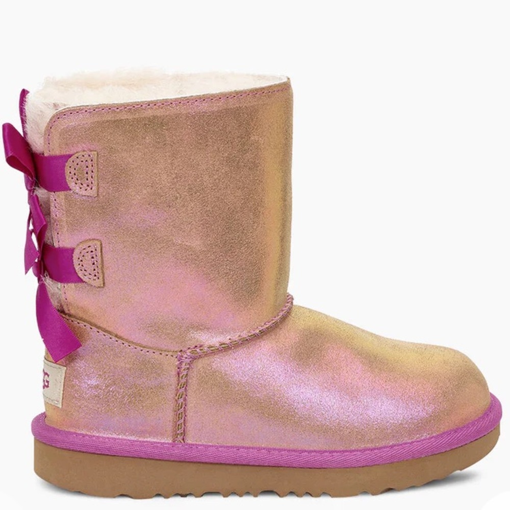 NIB UGG BAILEY BOW II Chestnut Fuchsia SHIMMER boots (38) - Picture 3 of 6